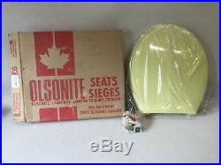 (TS-08) Vintage Saffron Yellow Olsonite Toilet Seat, Hwd & Lid Round Reg. Bowl