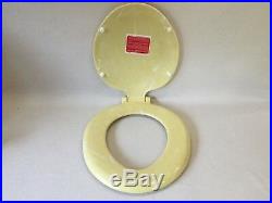 (TS-14) Vintage Yellow Pearl Telso Toilet Seat, Hwd & Lid Round Reg. Bowl