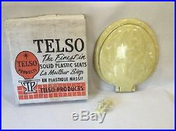 (TS-17) Vintage Yellow Pearl Telso Toilet Seat, Hwd & Lid Round Reg. Bowl