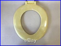 (TS-19) Vintage Yellow Pearl Telso Round Reg. Bowl Toilet Seat withLid No Hardware