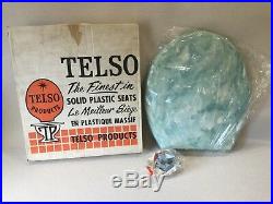 (TS-23) Vintage Regency Blue Pearl Telso Toilet Seat, Hwd & Lid Round Reg. Bowl