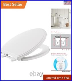 Toilet Seat Elongated Slow Close Bathroom Modern White 14.1 inch