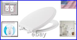Toilet Seat Elongated Slow Close Bathroom Modern White 14.1 inch