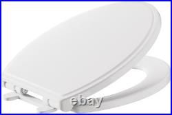 Toilet Seat Elongated Slow Close Bathroom Modern White 14.1 inch