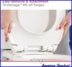 Toilet Seat Elongated Slow Close Bathroom Modern White 14.1 inch