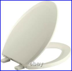 Toilet Seat Plastic Elongated Closed Front in Biscuit with Color-Matched Hinges