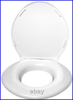 Toilet Seat Plastic Elongated Closed Front in White with Grip Tight Bumpers