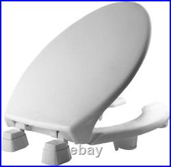 Toilet Seat Plastic Elongated Open Front in White Finish with Antimicrobial