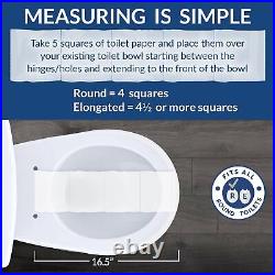 Toilet Seat, Slow Close, Easy Clean, Plastic, Round, White