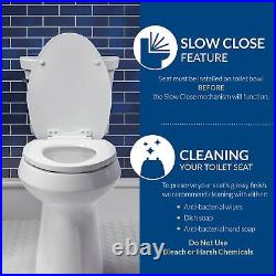 Toilet Seat, Slow Close, Easy Clean, Plastic, Round, White