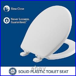 Toilet Seat, Slow Close, Easy Clean, Plastic, Round, White