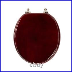 Toilet Seat, Solid Wood, Rubber Wood, High Gloss Finish, Mahogany Red, (Round)