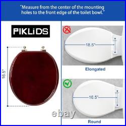 Toilet Seat, Solid Wood, Rubber Wood, High Gloss Finish, Mahogany Red, (Round)