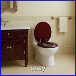 Toilet Seat, Solid Wood, Rubber Wood, High Gloss Finish, Mahogany Red, (Round)