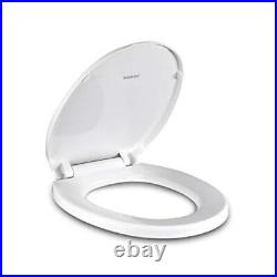 Toilet Seat with Non-Slip Seat Bumpers, Universal Quiet-Close Toilet Lid, Round