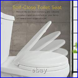 Toilet Seat with Non-Slip Seat Bumpers, Universal Quiet-Close Toilet Lid, Round