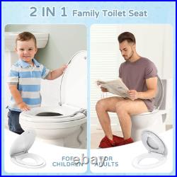 Toilet Seat with Toddler Toilet Seat Built In, Plastic, Elongated Slow Close wit