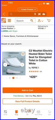Toto Washlet C100 SW2034#01 Elongated Bidet Toilet Seat