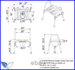 Ultimate Raised Toilet Seat with Handles, Padded, Armrests, Adjustable Height, P