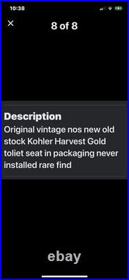 Vintage Original MCM Kohler Toliet Seat Harvest Gold New In Original Box NOS USA