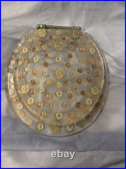 Vintage Toilet Seat Acrylic Lucite Silver Dollar Haves & More, 110 Coins Vintage Toilet Seat Acrylic Lucite Silver Dollar Haves & More, 110 Coins
