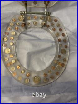 Vintage Toilet Seat Acrylic Lucite Silver Dollar Haves & More, 110 Coins Vintage Toilet Seat Acrylic Lucite Silver Dollar Haves & More, 110 Coins