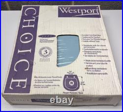 Vintage Westport Toilet Seat Sky Blue Padded Round Cushioned Made USA New In Box