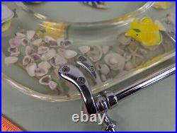 Vtg Clear Acrylic Lucite Fish Sea Shells Bathroom Toilet Seat MCM Ocean Unused