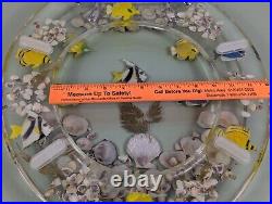 Vtg Clear Acrylic Lucite Fish Sea Shells Bathroom Toilet Seat MCM Ocean Unused