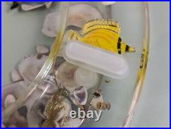 Vtg Clear Acrylic Lucite Fish Sea Shells Bathroom Toilet Seat MCM Ocean Unused