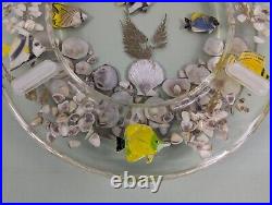 Vtg Clear Acrylic Lucite Fish Sea Shells Bathroom Toilet Seat MCM Ocean Unused