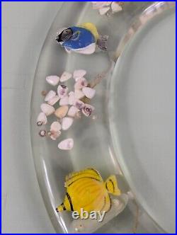 Vtg Clear Acrylic Lucite Fish Sea Shells Bathroom Toilet Seat MCM Ocean Unused