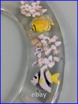 Vtg Clear Acrylic Lucite Fish Sea Shells Bathroom Toilet Seat MCM Ocean Unused