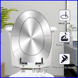 WHFEOIV9RE Elongated Toilet Seat Silver Resin Slow Quiet Close with Quick-Rel WHFEOIV9RE Elongated Toilet Seat Silver Resin Slow Quiet Close with Quick-Rel