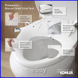 White Elongated Bidet Toilet Seat Quiet Close Heated Water Self Rinsing Wand