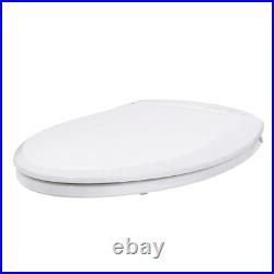 White Elongated Closed Front Toilet Seat Heated Blue Nightlight Adjustable Soft