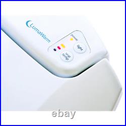 White Elongated Closed Front Toilet Seat Heated Blue Nightlight Adjustable Soft