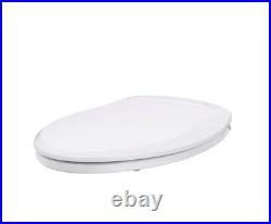 White Heated Toilet Seat Elongated Closed Front LED Night Light Lid Plastic